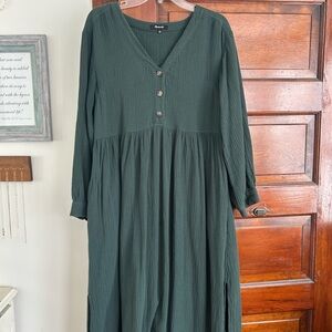 Madewell Forest Green Long Sleeve Dress